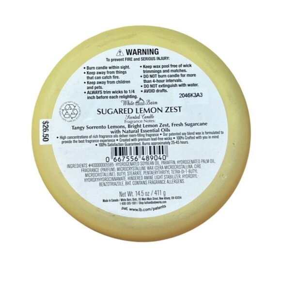 New Bath & Body Works 3-Wick Candle Sugared Lemon Zest 14.5oz White Barn - Picture 6 of 10